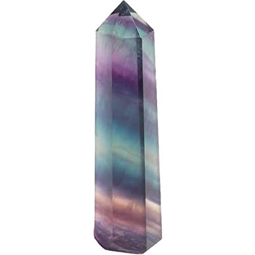 水晶の柱 六角柱 七色の蛍 クリスタル 開運浄化 インテリア パワーストーン エネルギーカラム 開運グッズ 1本セット 90-100mm