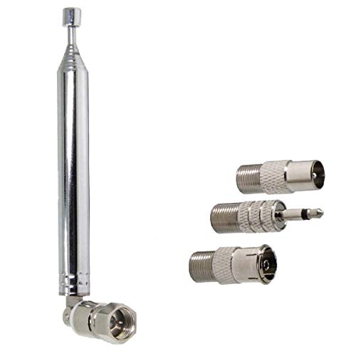 FMアンテナ ラジオアンテナ 伸縮アンテナ wuernine Fタイプ 75Ω 3.5mm PALオスメス 変換コネクタ付き 10セクション ロッドアンテナ