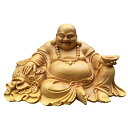 Lhyxuuk 布袋様 置物 風水グッズ 弥勒菩薩 仏像 布袋様の笑顔 木彫り木製彫刻 置物 招財 開運 金運アップ お守り インテリア (大きい