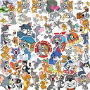 Chaojibao 50枚 トムとジェリー 猫とネズミ Tom and Jerry アメリカアニメ PVC 防水デカール ダイアリー 可愛い おしゃれ DIYステッカー、スーツケースステッカー スノーボード、スーツケース、ギター、車 バイク 、ヘルメット、パソコン 携帯ノート ステッカー (50枚 トム