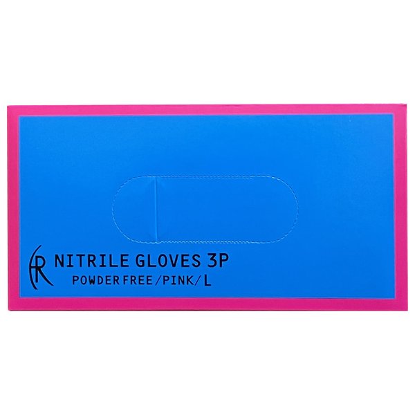 ニトリルグローブ3P／ピンク 200枚入 Lサイズ（ファーストレイト）FR-5668 粉なしニトリル手袋