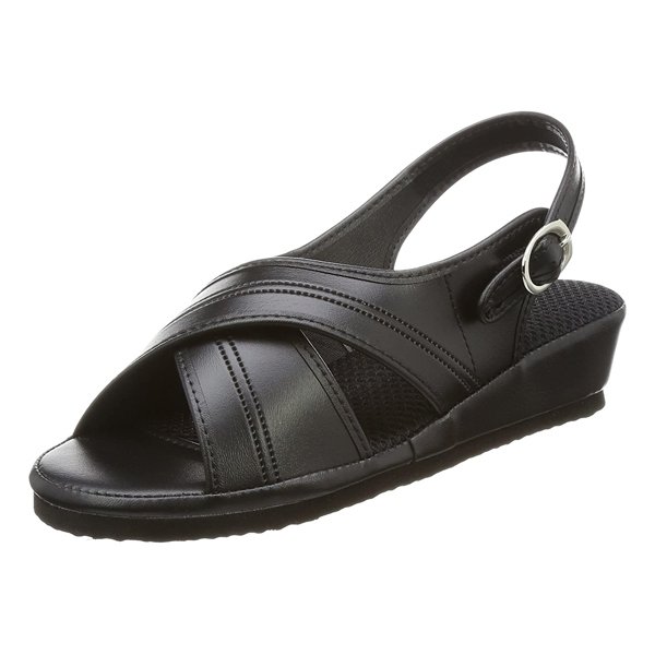 メッシュ・クロスサンダル Lサイズ（23.5〜24.0cm）／ブラック（ファーストレイト）FR-576