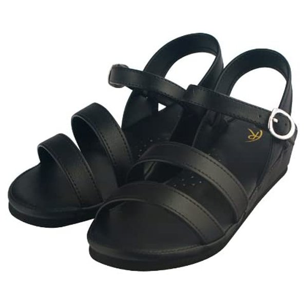 2バンドサンダル Mサイズ（22.5〜23.0cm）／ブラック（ファーストレイト）FR-579