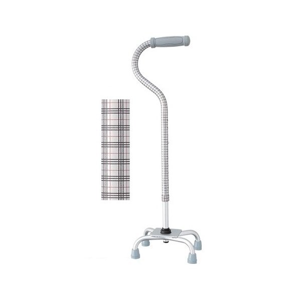 テイコブ アルミ製4点杖／チェックブラウン（幸和製作所）EA4-102