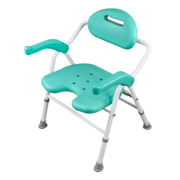折りたたみシャワーチェア U型座面／グリーン（美和商事）BF-01EU