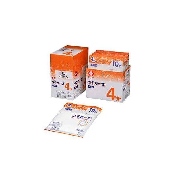 【ケース販売】ケアガーゼ 4折 10枚入×10袋／12箱（白十字）滅菌済 医療用ガーゼ 10164