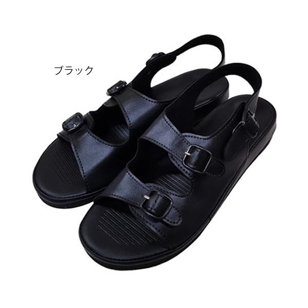2ベルトサンダル（足囲2E）Mサイズ（23.0〜23.5cm）ブラック（ファーストレイト）FR-640 ナースサンダル