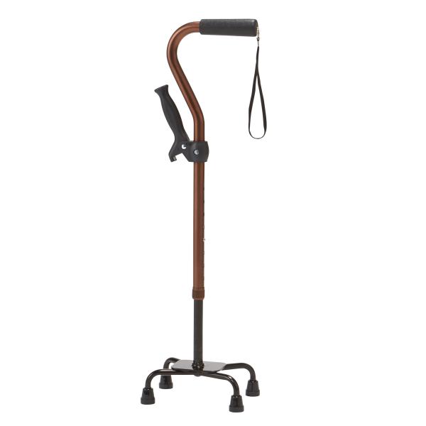 補助グリップ付 アルミ製4点支柱杖／ブラウン（マキテック）AQS-10BR
