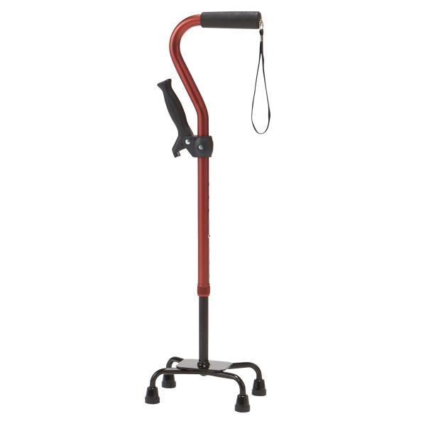 補助グリップ付 アルミ製4点支柱杖／レッド（マキテック）AQS-10RE