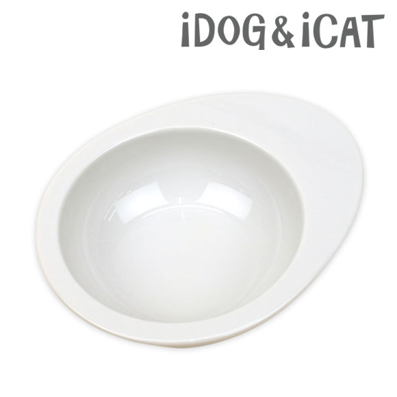 【 猫 フードボウル 】IDOG&ICAT オリジナル ドゥーエッグフードボウル 無地ホワイト【 ペット フードボール ウォー…