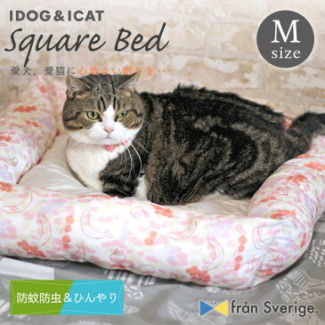 【クーポン利用で200円OFF★】【 猫 ベッド 】IDOG&ICAT ひんやり防虫スクエアベッド Mサイズ moscape COOL アイドッグ【 あす楽 翌日配送 】【 ひんやり 接触冷感 防虫 防蚊 クッション ハウス ペットベット 犬のベッド】