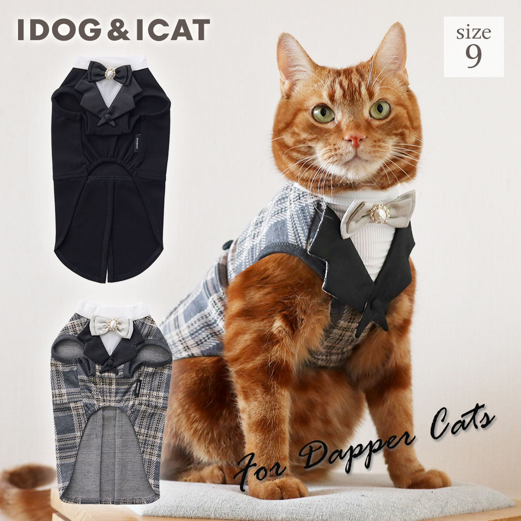 【 猫 服 】iDog おめかしタキシードタンク アイドッグ メール便OK【 猫服 ウェディング お祝い 記念 パーティー タンク 袖なし ネコの服 ドッグウェア ペット 燕尾服 礼装 結婚式 正装 イベント かわいい ペットウェア ねこ グッズ ノースリーブ idog icat アイキャット】
