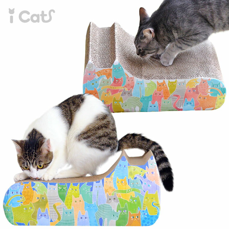 【楽天スーパーSALE★40％OFF】【 猫 爪とぎ 】iCat アイキャット オリジナル つめとぎ ネコの仲間たち【 猫 ダンボール 爪とぎ 爪研ぎ 爪とぎ防止 爪研ぎ防止 猫用 猫用品 ねこ ネコ ネコ柄 猫の爪とぎ おしゃれ 子猫 】【 あす】