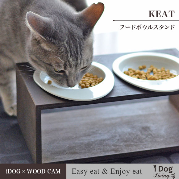 【 猫 食器台 】iDog Living Keatキートスクエア2 Lサイズ フードボウル別売【 猫の食器台 フードボウルスタンド 食器スタンド テーブル 食器 木製 国産 安全 超小型犬 小型犬 犬用 猫用 icat i dog 楽天 】【 あす楽 翌日配送 】