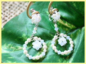 【半額】【数量限定セール中!!】アクセサリー イヤリングパール&スワロフスキー リングイエロー★オシャレママにもお子様にもオススメ♪