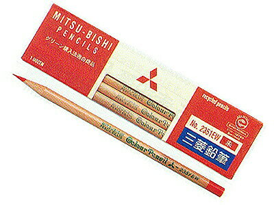 名入れ色鉛筆 三菱　リサイクル鉛筆朱通し（赤鉛筆）　1ダース