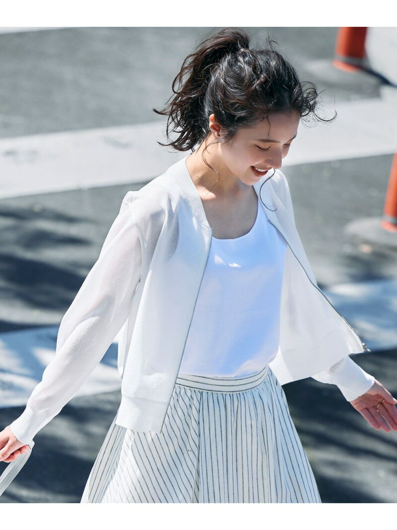 【洗える】ドライシアージップアップブルゾン ICB L アイシービー ジャケット・アウター ブルゾン・ジャンパー ブラック ホワイト【送料無料】[Rakuten Fashion]のサムネイル