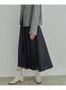 【洗える】レザーライクプリーツ スカート ICB L アイシービー スカート ロング・マキシスカート グレー ブルー【送料無料】[Rakuten Fashion...