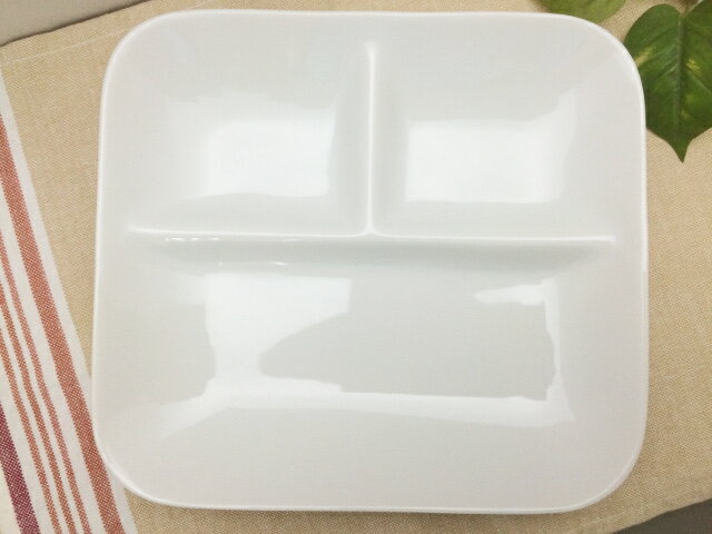 【アウトレット】【軽量】角ランチプレートホワイト