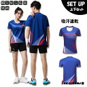 ランニングウェア メンズ レディース 上下セット 半袖 tシャツ 通気 吸汗速乾 夏用 スポーツウェア バドミントン トレーニングウェア ジョギング テニス 運...