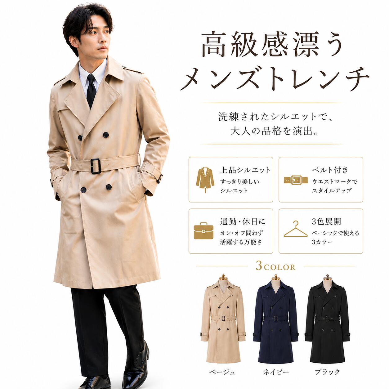 樂天商城 - 高品質 メンズ ロングコート 上質素材使用／高品質な縫製 メンズ トレンチコート 秋 冬 大きいサイズチェスターコート秋冬 新作｜高品質 トレンチコートチェスターコート ショート ビジネストレンチコート メンズ（カジュアル/エレガント/新作アイテム）