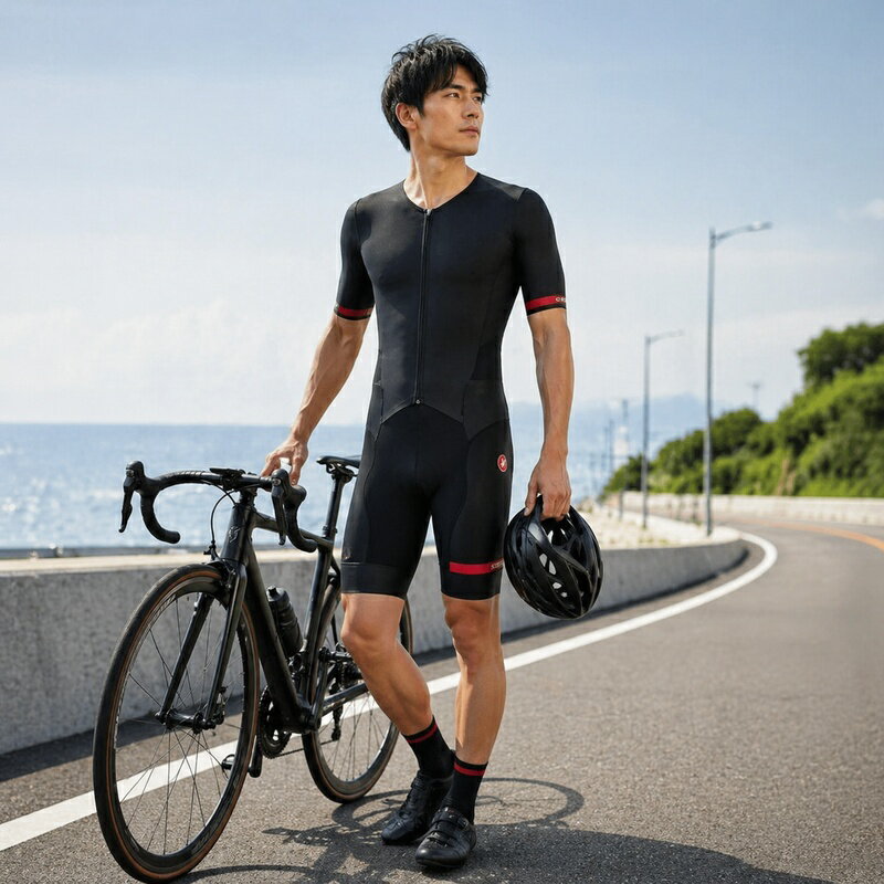 商品情報商品仕様■素材：Polyamid/Nylon+Spandex【商品特徴】トライアスロンは、水泳・自転車ロードレース・長距離走の3種目を、この順番で連続して行う耐久競技。【関連キーワード】自転車服 袖なし サイクリング用 サイクリング ウェア 男性用 夏用 サイクルジャージセット 大人気 新品 サイクルウエア バイクウエア 自転車ウエア 自転車ジャージ 吸汗速乾 通気がいい サイズ選択可 パンツ 薄手 春秋夏用 ビブ 半袖スポーツウエア スポーツジャージ スポーツウェア ギフト プレゼント uv対策 男性 涼しい注意事項◎直射日光や0〜50℃以外の温度になる場所はお避け下さい。◎生産の過程上、多少の誤差がある場合がございますがご了承ください。◎姉妹店舗と在庫を共有しているため、ご注文のタイミング次第で在庫切れの場合がございます。ご了承下さい。◎ご入金確認できたら、5-8営業日以内発送致しますメーカー希望小売価格はメーカーカタログに基づいて掲載していますトライアスロン用 トライスーツ メンズ トライアスロンスーツ 競技 ウェットスーツ 大きいサイズ 夏用 サイクルウエア 自転車 ロードバイクウェア 吸汗速乾 通気 自転車ウェア ウェット フロントジップタイプ おしゃれ 2