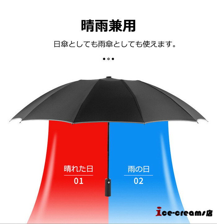 10本骨 折りたたみ傘 逆さ傘 逆折り 雨傘 晴雨兼用 男女兼用 折り畳み傘 傘 ワンタッチ 自動開閉 撥水加工 日傘 梅雨対策 頑丈 メンズ レディース シンプル ビジネス 紳士用 通勤 通学 耐風 撥水