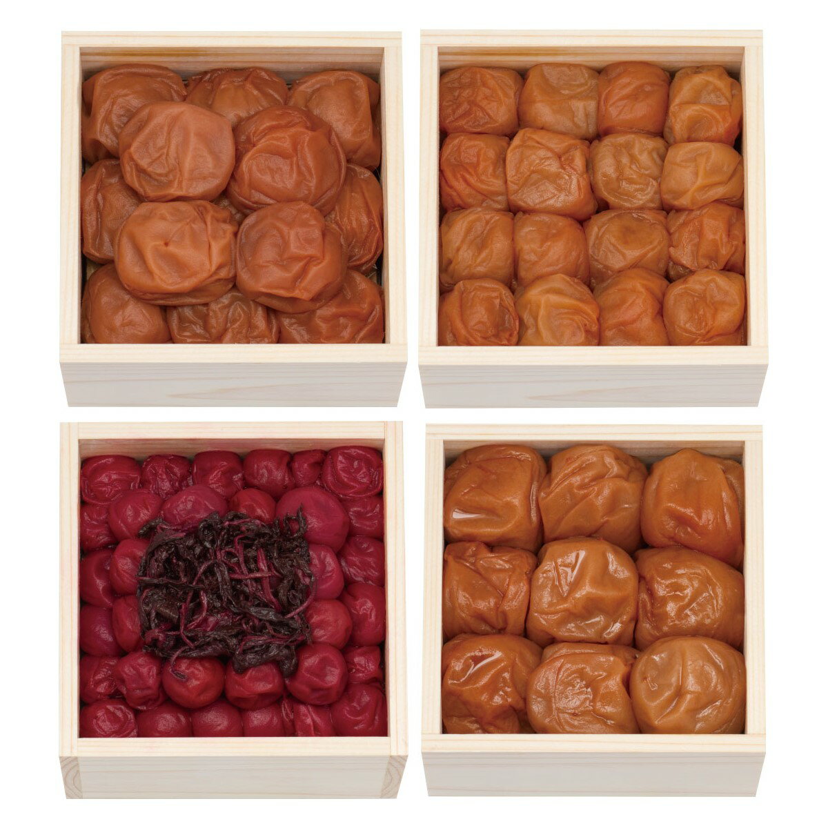 【お中元におすすめ】 高級南高梅 食べ比べ4種(うす塩 はちみつ しそ 白干し)1kg 紀州塗網代箱入 ギフト 梅干し 紀州 和歌山 高級梅 プレゼントSW-UM-TB4