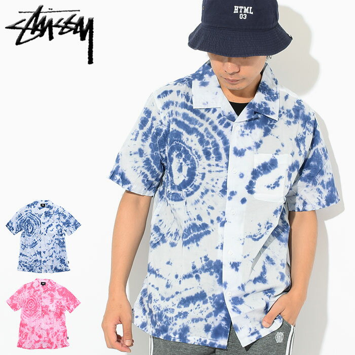 ステューシー STUSSY シャツ 半袖 メンズ Tie Dye ( stussy shirt タイダイ オープンカラーシャツ カジュアルシャツ トップス メンズ 男性用 111982 USAモデル 正規 品 ストゥーシー スチューシー ) ice field icefield