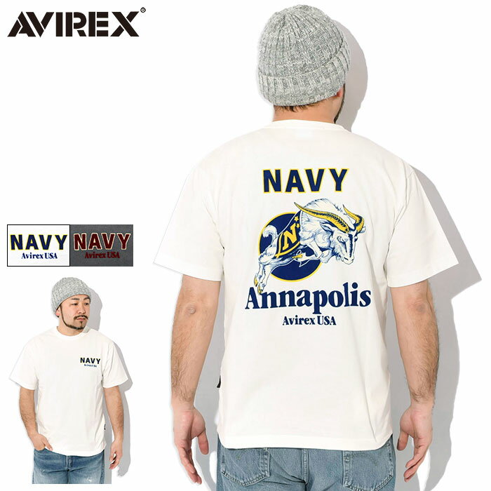 楽天ice field（アイスフィールド）【ポイント10倍】アビレックス AVIREX Tシャツ 半袖 メンズ USNA MIL アカデミー （ AVIREX USNA MIL Academy S/S Tee ティーシャツ T-SHIRTS カットソー トップス メンズ 男性用 アヴィレックス アメカジ 7835134027 ）[M便 1/1]