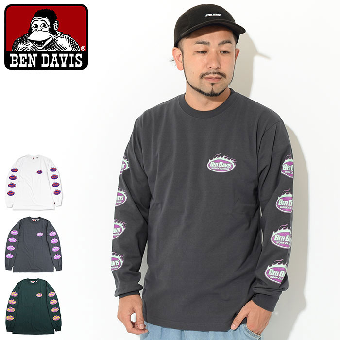 【7時間セール6/10】【50%OFF】ベンデイビス BEN DAVIS ロンT Tシャツ 長袖 メンズ ファイヤー ボール ( BENDAVIS C-2780028 Fire Ball L/S Tee ティーシャツ T-SHIRTS ロング ロンティー 長袖Tシャツ トップス ベン デイビス ベンデービス )