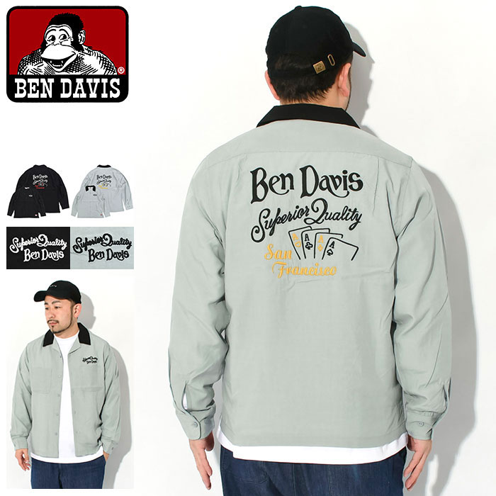 ベンデイビス BEN DAVIS シャツ 長袖 メンズ フォー エース オープンカラー ( BENDAVIS T-25380051 Four Aces Open Collar L/S Shirt オープンカラーシャツ カジュアルシャツ トップス ベン デイビス ベン・デイビス ベンデービス ) ice field icefield