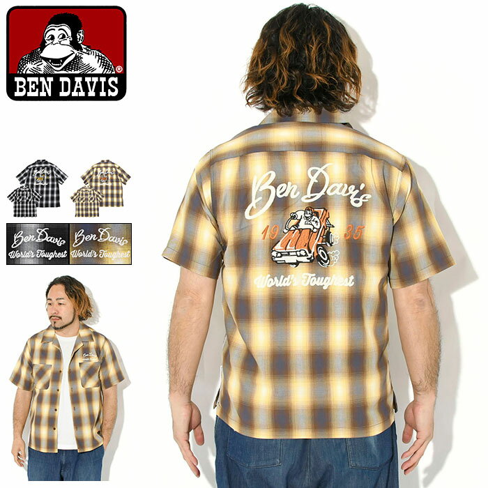 Rakuten - ベンデイビス BEN DAVIS シャツ 半袖 メンズ ドライブ EMB プレイド ( BENDAVIS T-26580028 Drive EMB Plaid S/S Shirt オープンカラー カジュアルシャツ トップス ベン デイビス ベン・デイビス ベンデービス ) ice field icefield