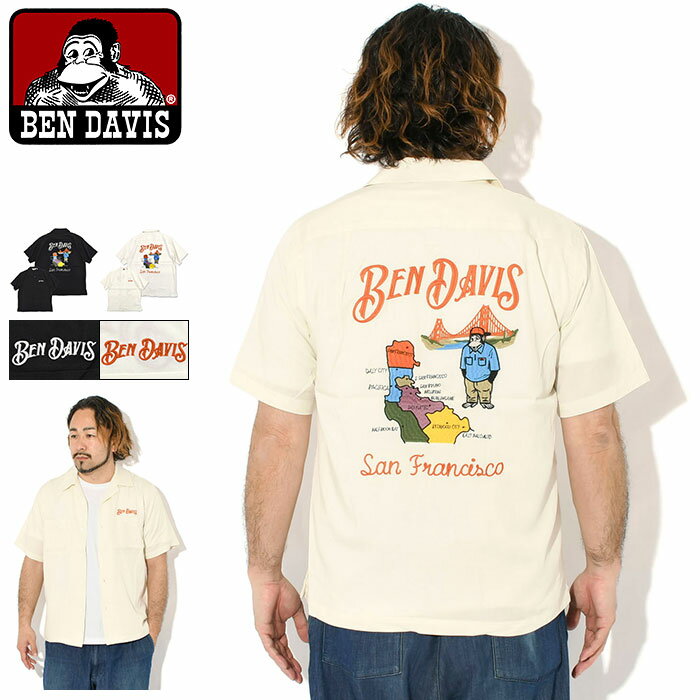 Rakuten - ベンデイビス BEN DAVIS シャツ 半袖 メンズ スーベニア EMB ( BENDAVIS T-26580029 Souvenir EMB S/S Shirt オープンカラー カジュアルシャツ トップス ベン デイビス ベン・デイビス ベンデービス ) ice field icefield
