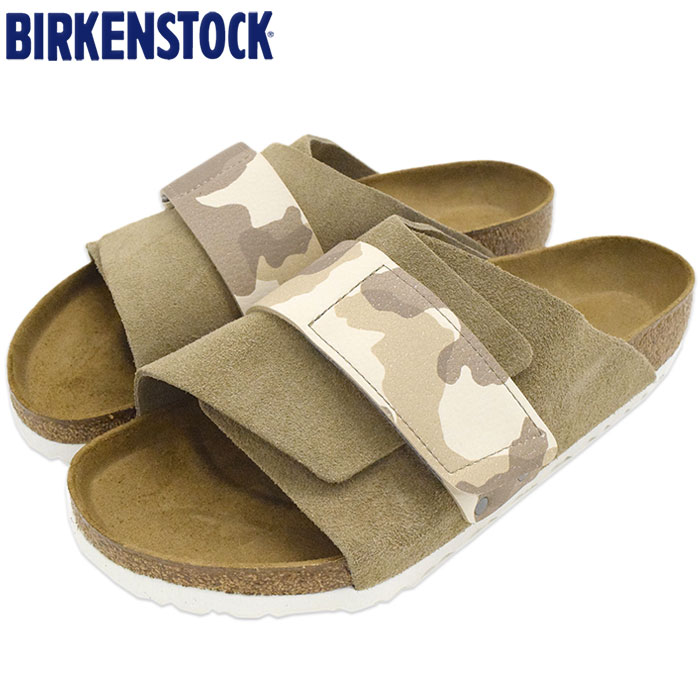 【ポイント10倍】ビルケンシュトック BIRKENSTOCK サンダル メンズ 男性用 キョウト スエード レザー ビルコフロー Gray Taupe/Camo Almond ( birkenstock KYOTO SUEDE LEATHER/BIRKO-FLOR 幅広 ノーマル レギュラー ベージュ SANDAL MENS 靴 シューズ SHOES 1019738 )