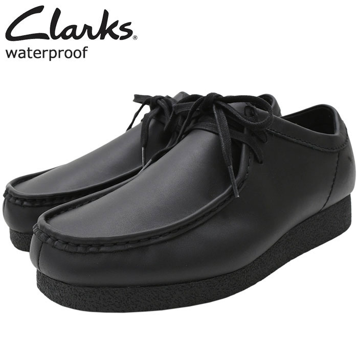 【ポイント10倍】クラークス CLARKS ブーツ メンズ 男性用 ワラビー エヴォ ウォータープルーフ Black Leather ( clarks Wallabee EVO WP BOOTS ワラビーブーツ モカシン 防水 ブラック 黒 メンズ靴 シューズ SHOES 26173665 )