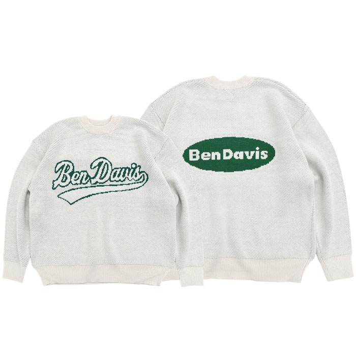 【7時間セール9/10】【60%OFF】ベンデイビス BEN DAVIS セーター メンズ ツー サイド ロゴ ニット トップ ( BENDAVIS I-2780061 Two Side Logo Knit Top Sweater ビッグシルエット オーバーサイズ クルーネック トップス ベン デイビス ベン・デイビス ベンデービス )