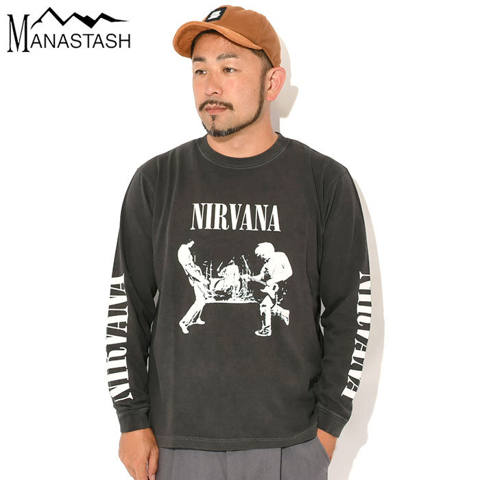 マナスタッシュ MANASTASH ロンT Tシャツ 長袖 メンズ ニルヴァーナ ライブ コラボ ( MANASTASH×NIRVANA Live L/S Tee ティーシャツ T-SHIRTS ロング ロンティー 長袖Tシャツ トップス メンズ 男性用 792-5930004 ) ice field icefield