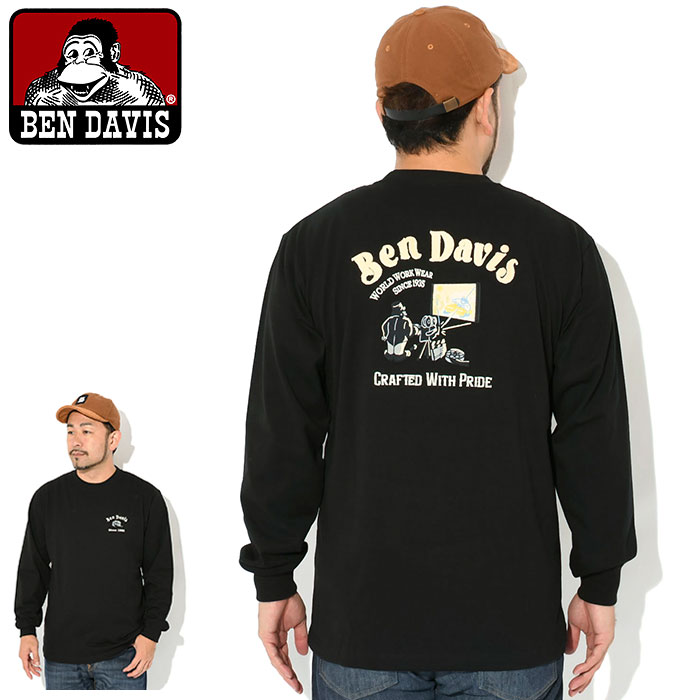 ベンデイビス BEN DAVIS ロンT Tシャツ 長袖 メンズ シアター EMBRO ( BENDAVIS C-25780027 Theater EMBRO L/S Tee ティーシャツ T-SHIRTS ロング ロンティー 長袖Tシャツ トップス ベン デイビス ベンデービス )