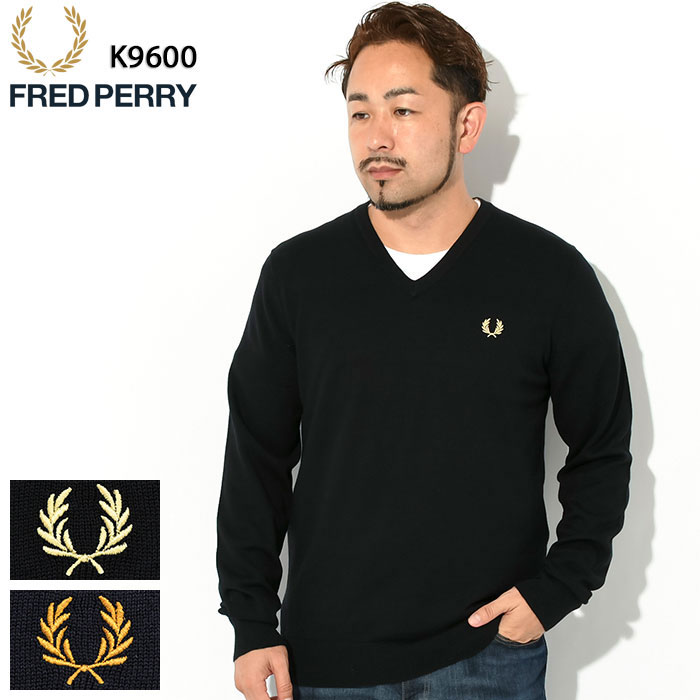 フレッドペリー FRED PERRY セーター メンズ クラシック Vネック ( FREDPERRY K9600 Classic V-Neck Sweater Jumper ニット トップス フレッド ペリー フレッド・ペリー ) ice field icefield