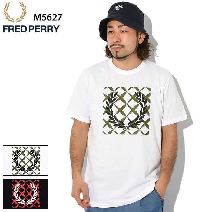 フレッドペリー Tシャツ メンズ フレッドペリー FRED PERRY Tシャツ 半袖 メンズ クロス ステッチ プリンテッド ( FREDPERRY M5627 Cross Stitch Printed S/S Tee ティーシャツ T-SHIRTS カットソー トップス フレッド ペリー フレッド・ペリー )[M便 1/1] ice field icefield