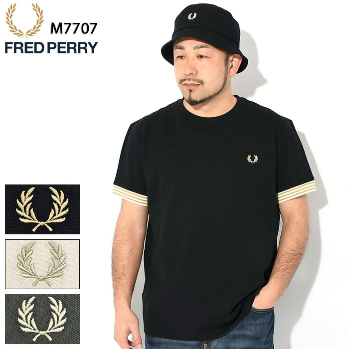 フレッドペリー Tシャツ メンズ フレッドペリー FRED PERRY Tシャツ 半袖 メンズ ストライプド カフ ( FREDPERRY M7707 Striped Cuff S/S Tee ティーシャツ T-SHIRTS カットソー トップス フレッド ペリー フレッド・ペリー )[M便 1/1] ice field icefield