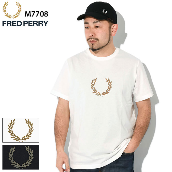 フレッドペリー Tシャツ メンズ フレッドペリー FRED PERRY Tシャツ 半袖 メンズ フロックド ローレル リース グラフィック ( FREDPERRY M7708 Flocked Laurel Wreath Graphic S/S Tee ティーシャツ T-SHIRTS カットソー トップス フレッド ペリー フレッド・ペリー )[M便 1/1] ice field icefield