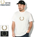 フレッドペリー トップス メンズ フレッドペリー FRED PERRY Tシャツ 半袖 メンズ フロックド ローレル リース グラフィック ( FREDPERRY M7708 Flocked Laurel Wreath Graphic S/S Tee ティーシャツ T-SHIRTS カットソー トップス フレッド ペリー フレッド・ペリー )[M便 1/1] ice field icefield