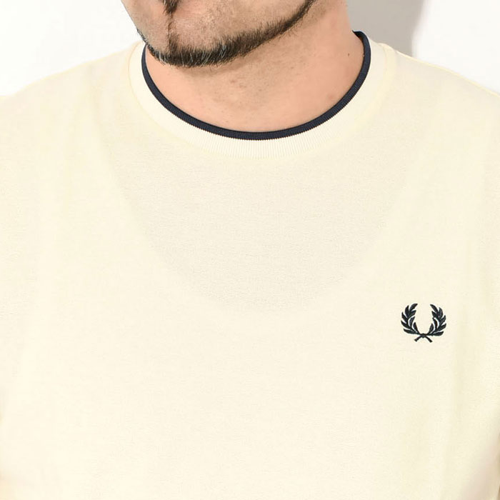 フレッドペリー FRED PERRY Tシャツ 半袖 メンズ クレープ ピケ ( FREDPERRY M8585 Crepe Pique S/S Tee ティーシャツ T-SHIRTS カットソー トップス 鹿の子 フレッド ペリー フレッド・ペリー )[M便 1/1] ice field icefield