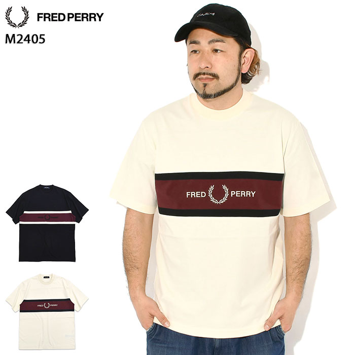 乐天商城 - フレッドペリー FRED PERRY Tシャツ 半袖 メンズ エンブロイダード パネル ( FREDPERRY M2405 Embroidered Panel S/S Tee ティーシャツ T-SHIRTS カットソー トップス フレッド ペリー フレッド・ペリー )[M便 1/1] ice filed icefield