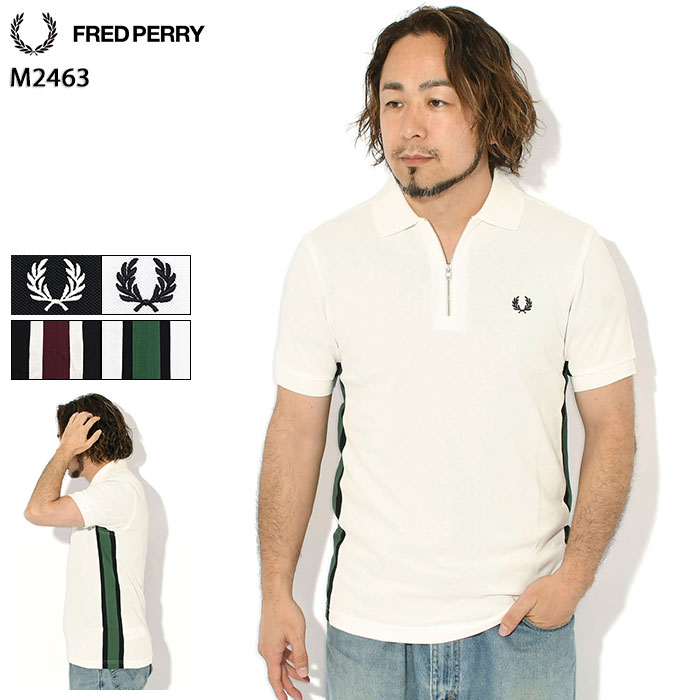 フレッドペリー FRED PERRY ポロシャツ 半袖 メンズ トラムライン ストライプ ( FREDPERRY M2463 Tramline Stripe S/S Polo Shirt Zip ジップ ポロ トップス フレッド ペリー フレッド・ペリー )