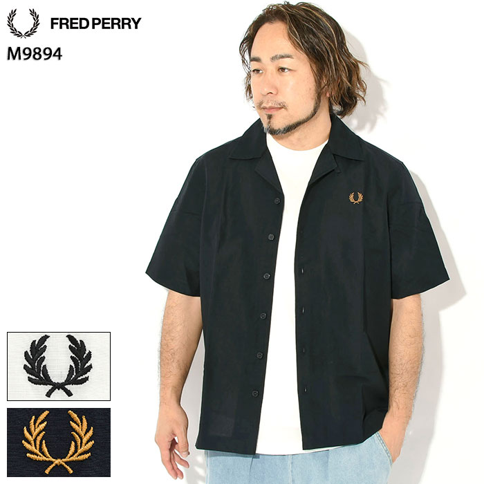 フレッドペリー FRED PERRY シャツ 半袖 メンズ リネン ブレンド リビア カラー ( FREDPERRY M9894 Linen Blend Revere Collar S/S Shirt オープンカラーシャツ トップス フレッド ペリー フレッド・ペリー ) ice field icefield