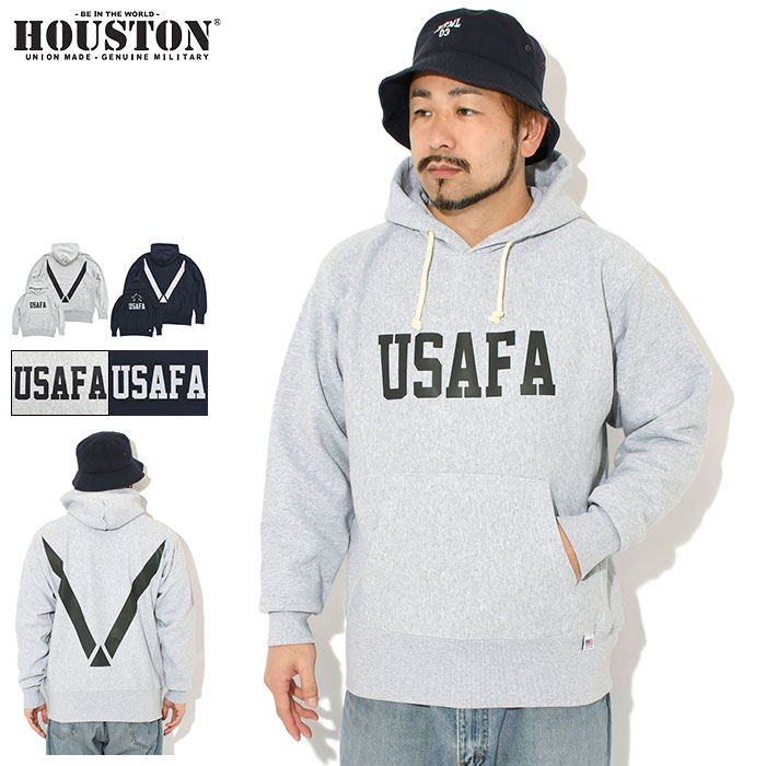 乐天商城 - ヒューストン HOUSTON パーカー プルオーバー メンズ USAFA プリント U.S. コットン R/V ( USAFA Print U.S. Cotton R/V Hoodie 保温 暖かい あったか 裏起毛 フード フーディ スウェット トップス アメカジ 22370 )