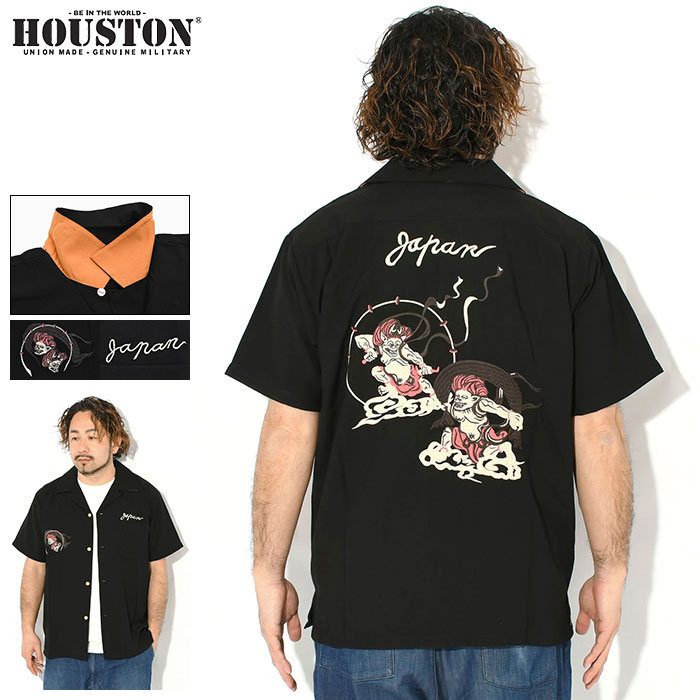 乐天商城 - ヒューストン HOUSTON シャツ 半袖 メンズ フウジン アンド ライジン スーベニア ( HOUSTON Fujin & Raijin Souvenir S/S Shirt オープンカラー カジュアルシャツ トップス アメカジ 41278 ) ice field icefield